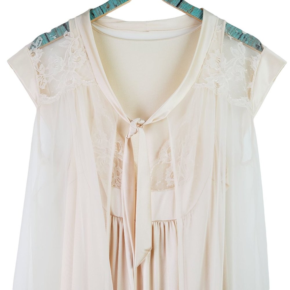 Vintage JC Penney 2 Pc Robe & Night Gown Silky Nylon Honeymoon Bridal Set, Sz M - Picture 4 of 10